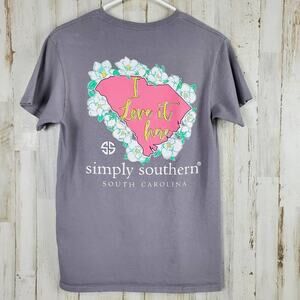 Simply Southern Casual Graphic South Carolina Shirt Size Small Women Gray